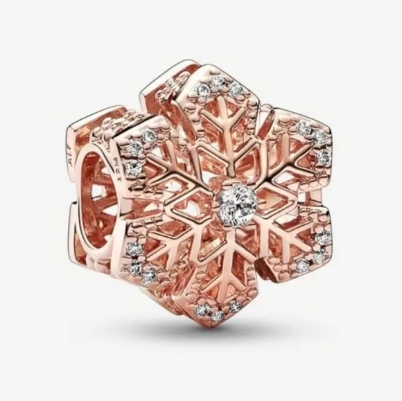 Pandora Jewelry - 💯Authentic NEW Pandora 14K Pltd Festive Snowflake Charm CZ